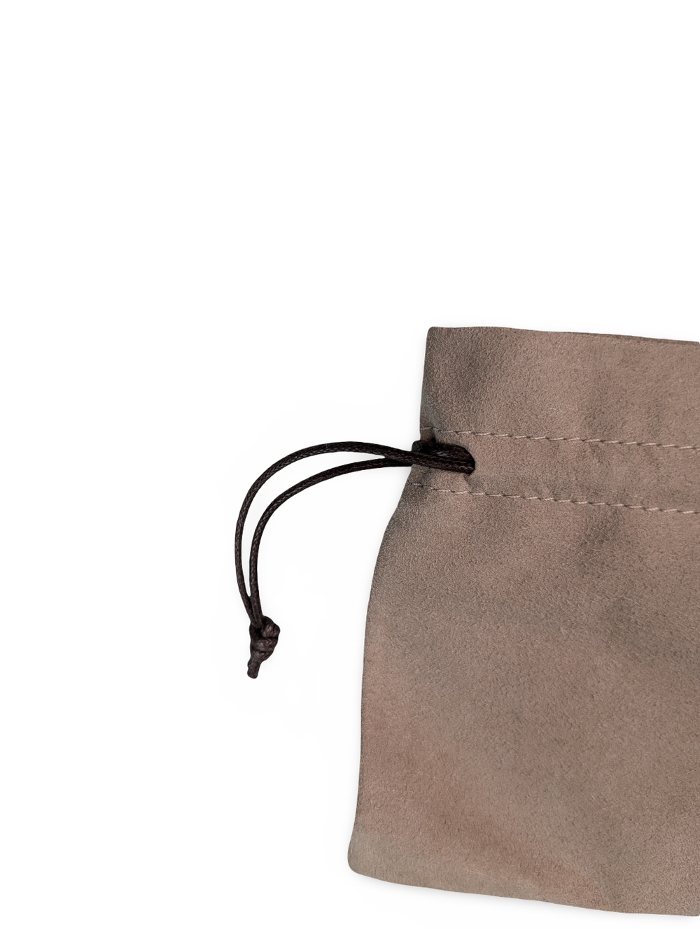Marco Bicego Suede Drawstring Pouch Jewelry Bag in Taupe with Dark Brown Cords - Picture 4 of 4